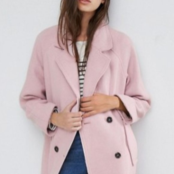 NWT ASOS Wool Blend Coat with Raw Edges - Picture 2 of 6